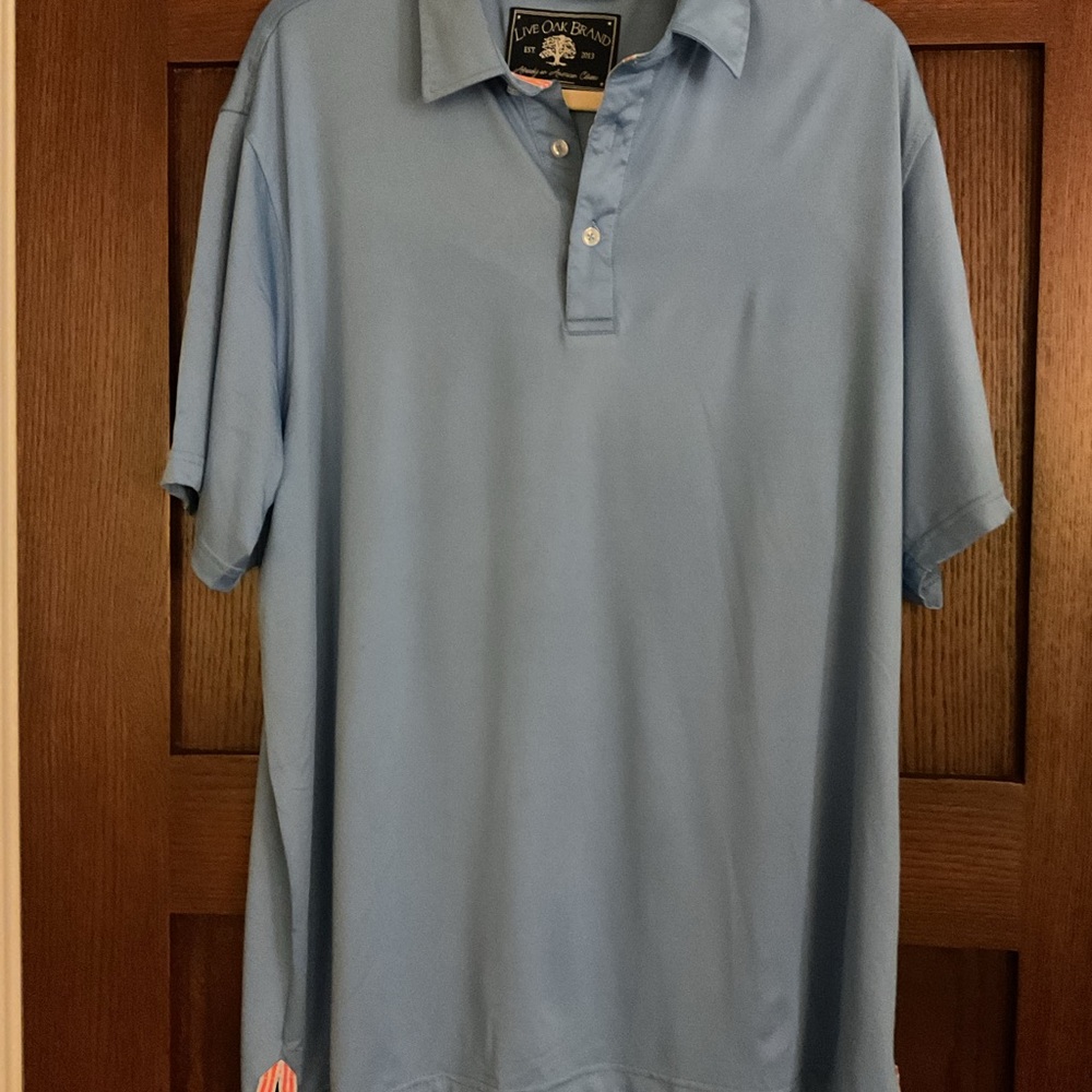 Live Oak Brand Light Blue Performance Polo Shirt EXCELLENT CONDITION
